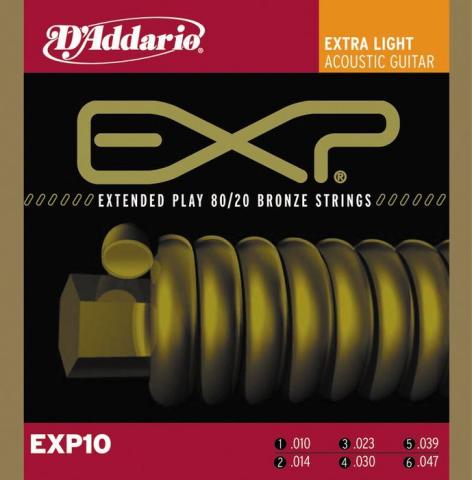 DAddario EXP10 Coated 80/20 Brnz Ac Strngs Ex Lt .010-.047 - Click Image to Close
