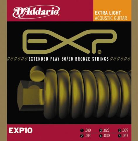 DAddario EXP10 Coated 80/20 Brnz Ac Strngs Ex Lt .010-.047